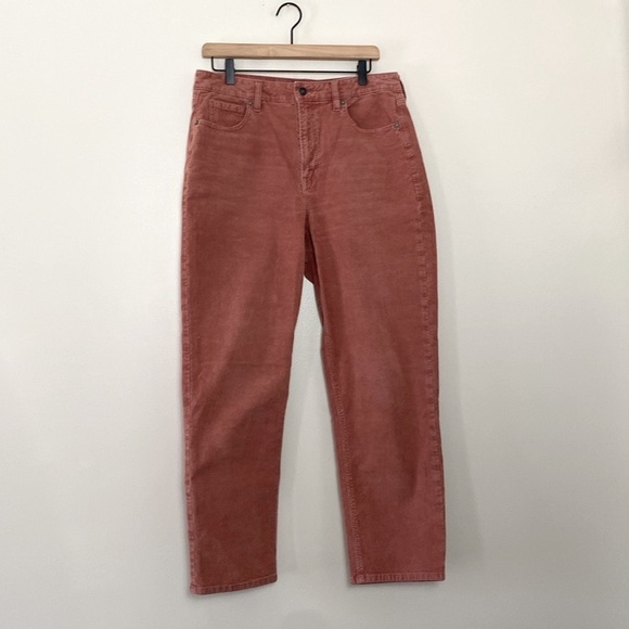 American Eagle Mom Straight Leg Pants Corduroy Super High Rise Mauve Size 12 - Picture 2 of 12